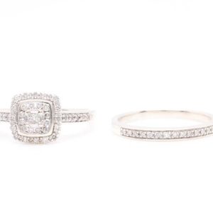 Sterling Silver Diamond Ring Set